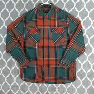 Pendleton Flannel Shirt Mens Large Rust Green Plaid Burnside Lumberjack